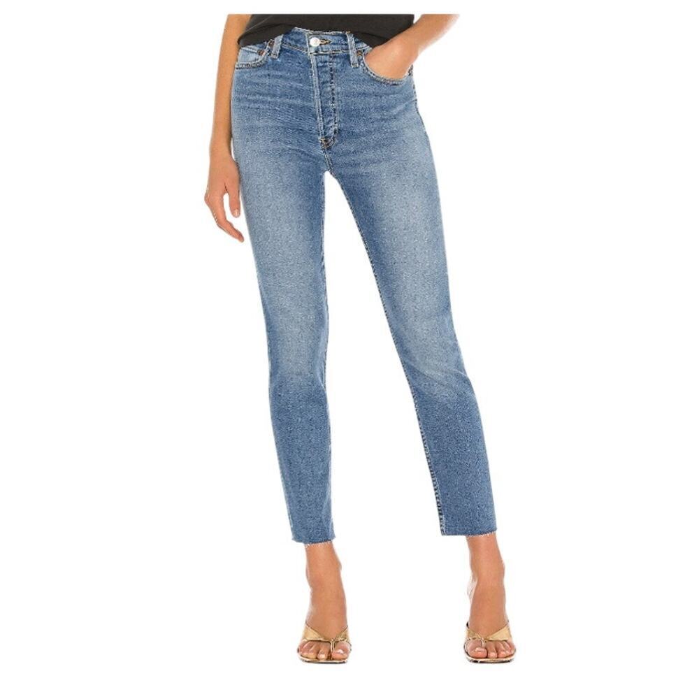 NWT RE/DONE Originals 90s High Rise Ankle Crop Jeans Medium Blue Women 31